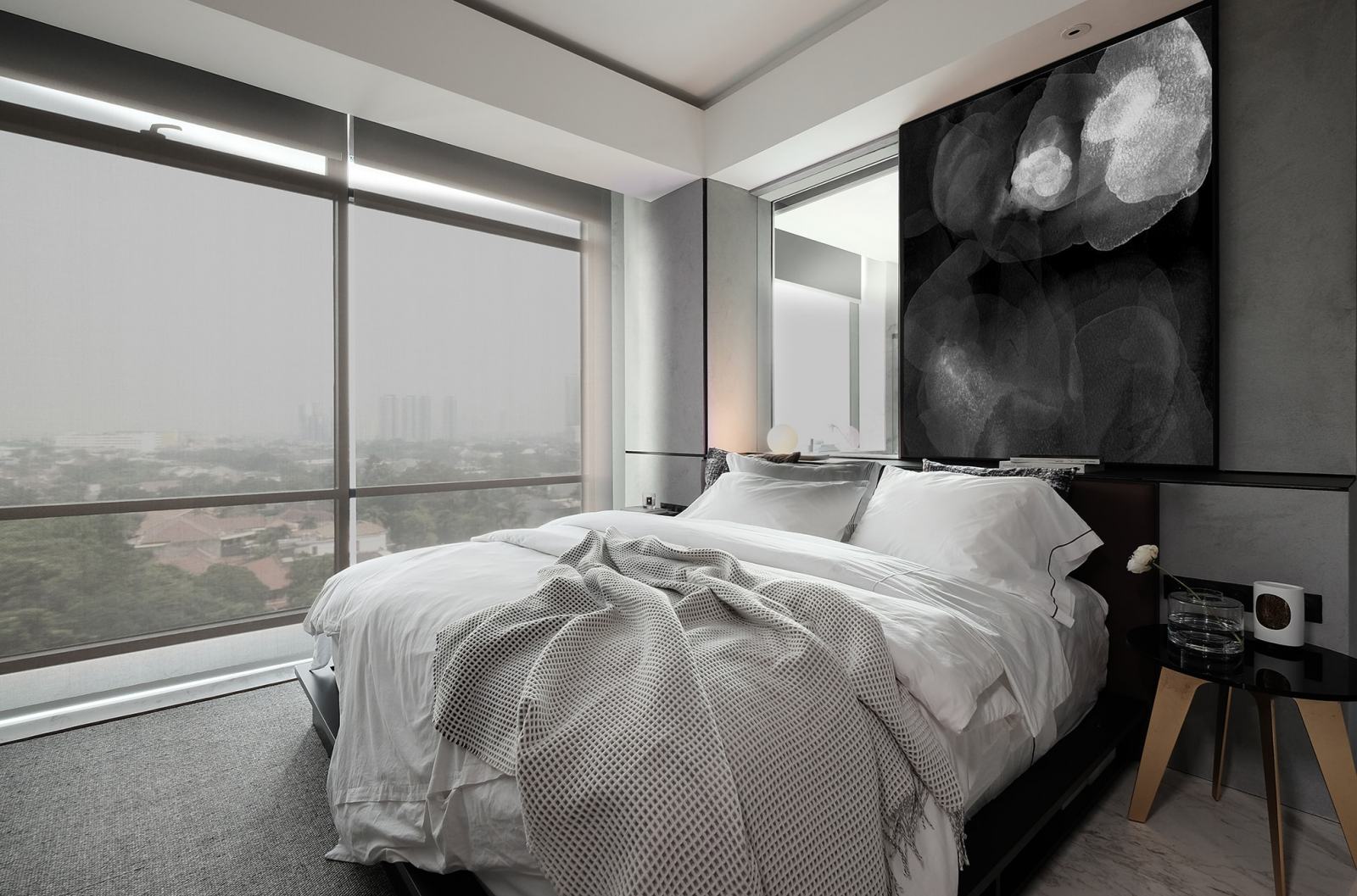 Kamar tidur modern di apartemen