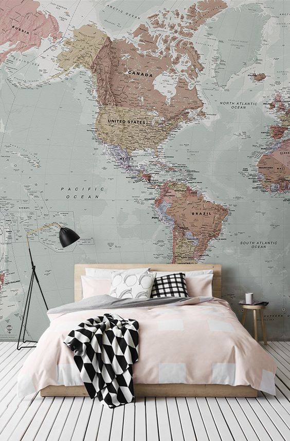 World Map Bedroom Wall