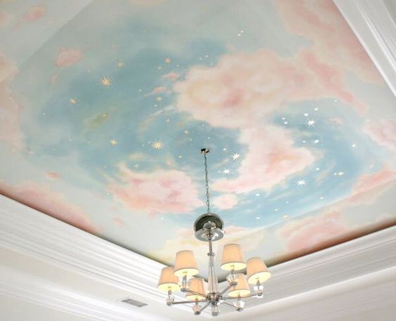 Plafon GRC dengan lukisan langit