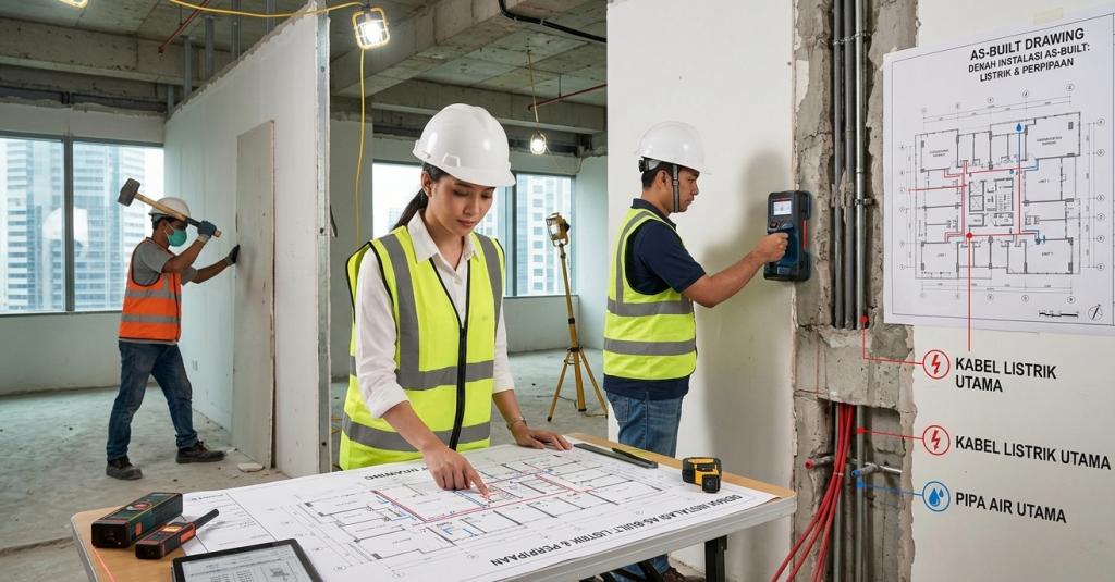 jasa kontraktor sedang mempersiapkan renovasi apartemen