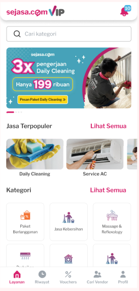 Sejasa VIP di Aplikasi Sejasa
