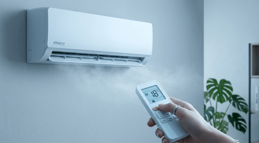 ac yang suhunya diset terlalu dingin
