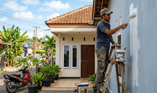 pengecatan dinding luar rumah oleh tukang profesional